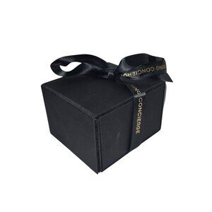 Ring Concierge Bracelet Box Black Empty Magnetic Attached Ribbon Pillow Logo
